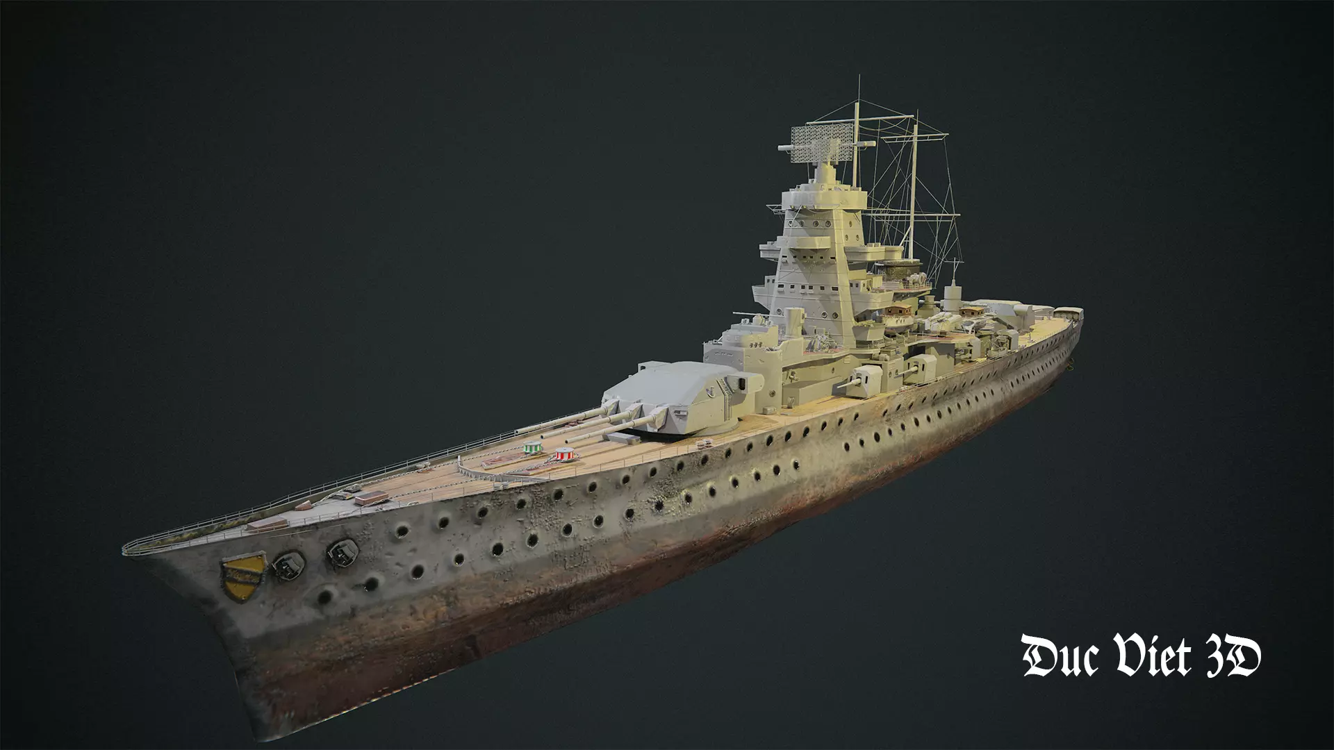Admiral Scheer-German WW2 Heavy Cruiser Low-poly 3D model