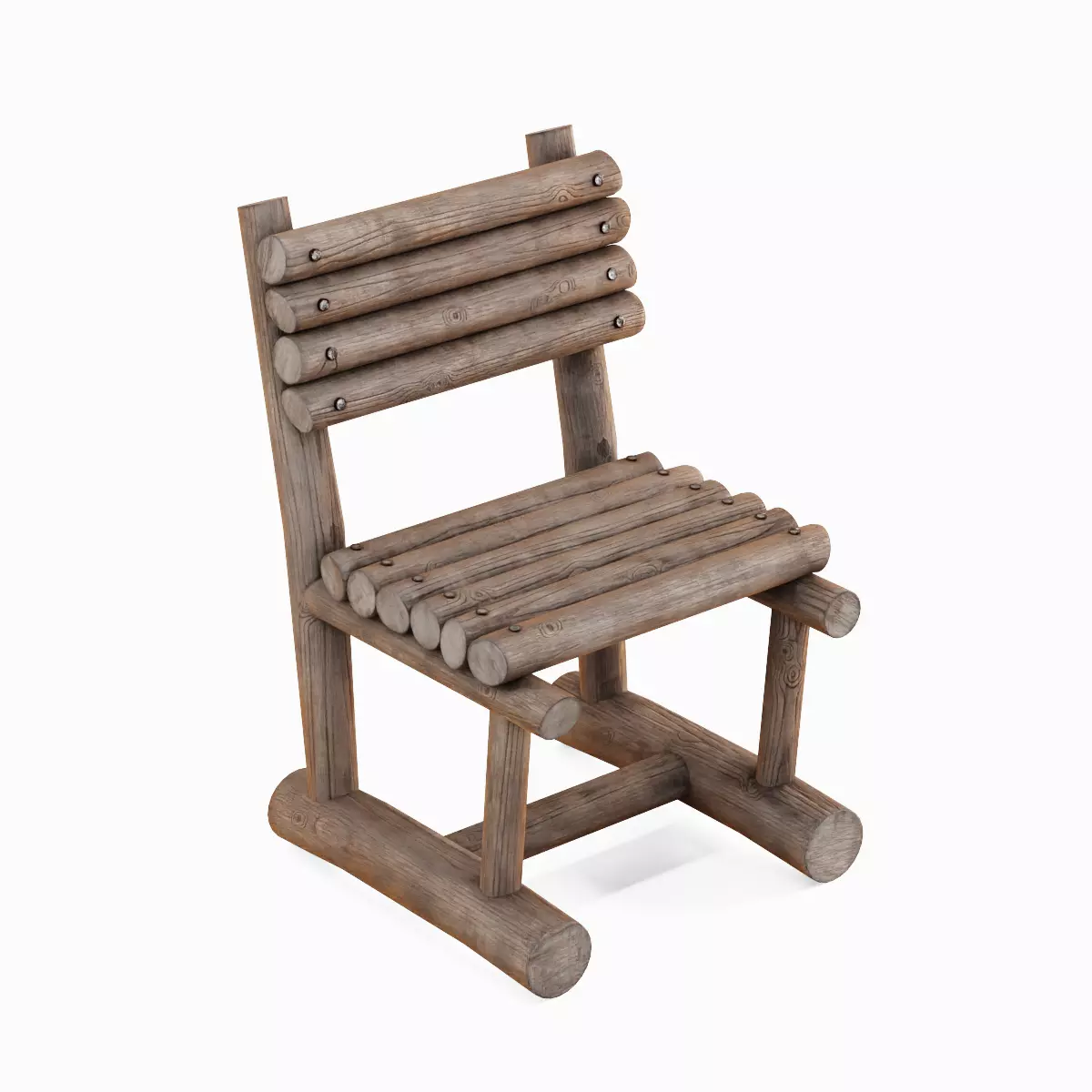 Rustic Log Chair 01 Low-poly 3D model