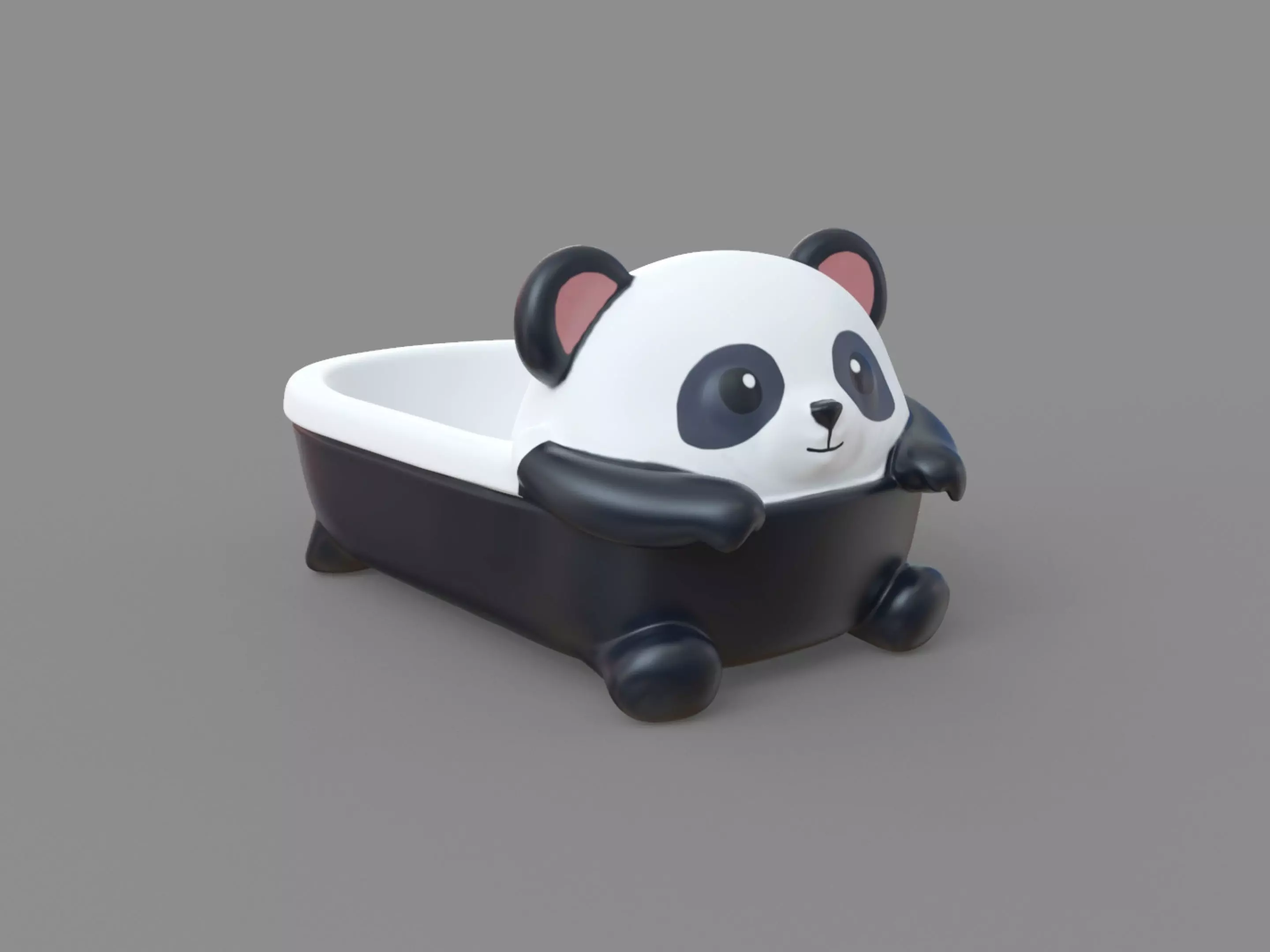 Cute Panda Baby Bath Tub Low-poly 3D model