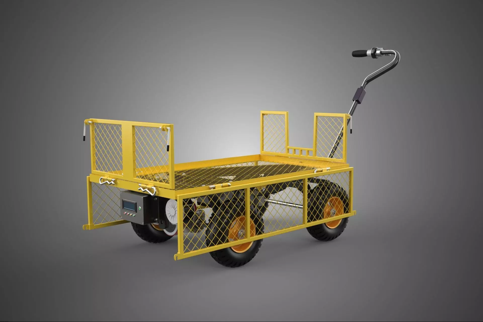 ELECTRIC REMOVABLE MESH SIDE PANEL BED TUB CART WAGON TROLLEY 4W 3D model