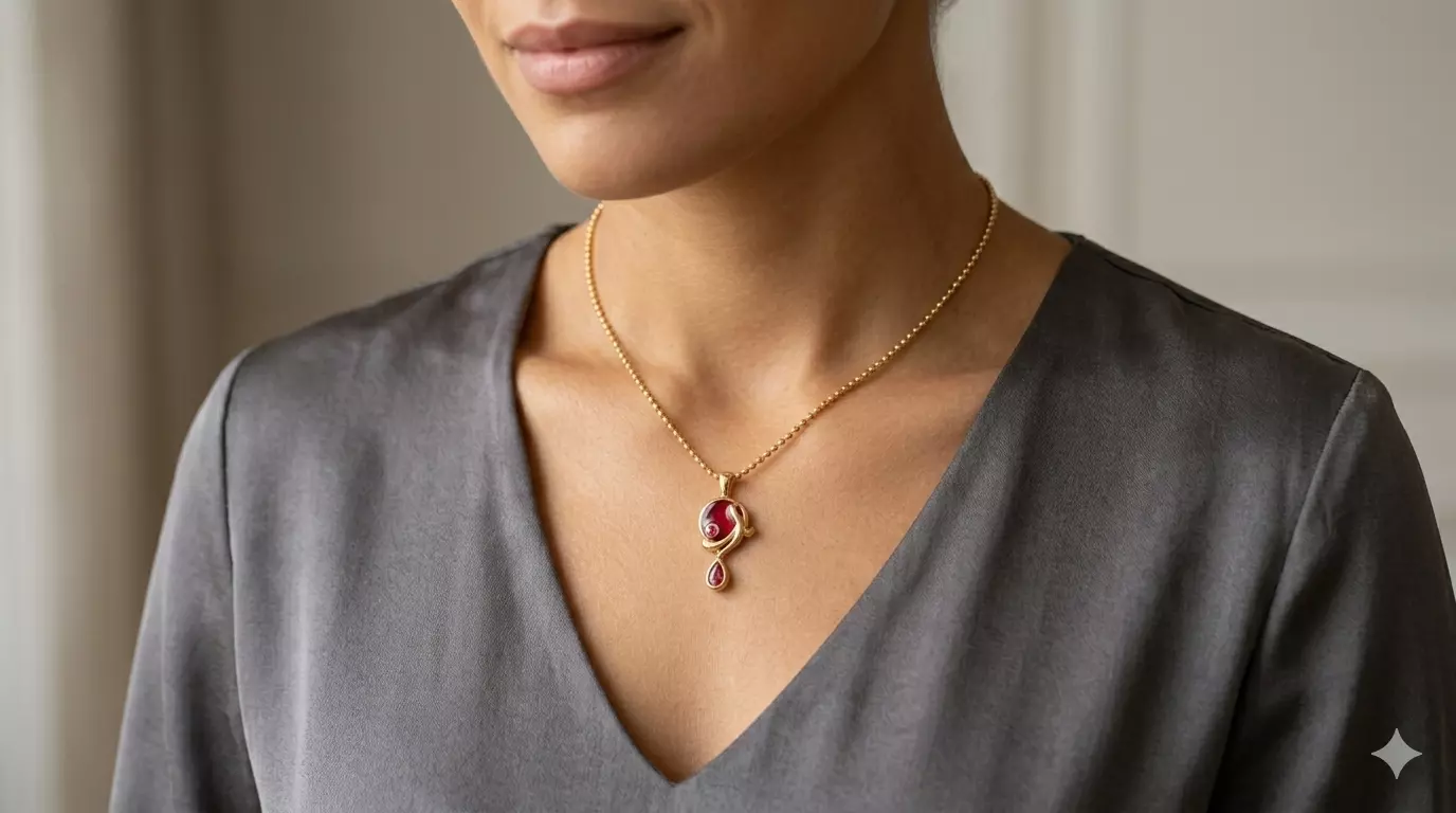 Elegant Mother and Child Gold Pendant with Enamel and Pear stone 3D print model