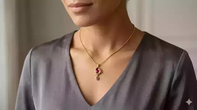 Elegant Mother and Child Gold Pendant with Enamel and Pear stone