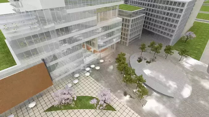 Business City Block with Simple Interior 3D model 4