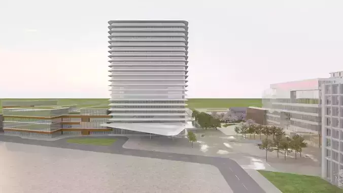 Business City Block with Simple Interior 3D model 5