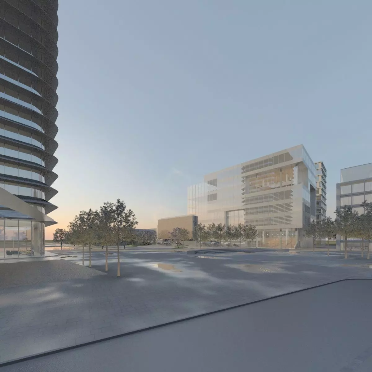 Business City Block with Simple Interior 3D model