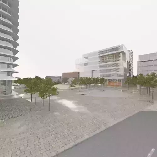 Business City Block with Simple Interior 3D model 2