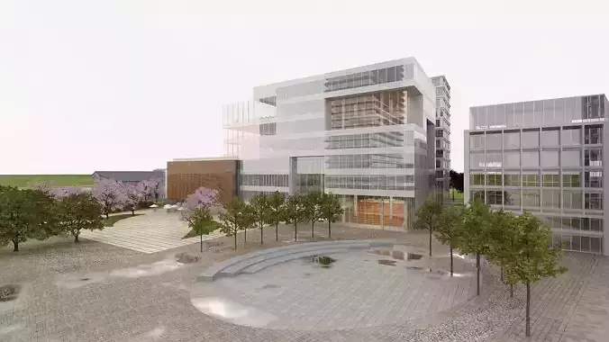 Business City Block with Simple Interior 3D model 3