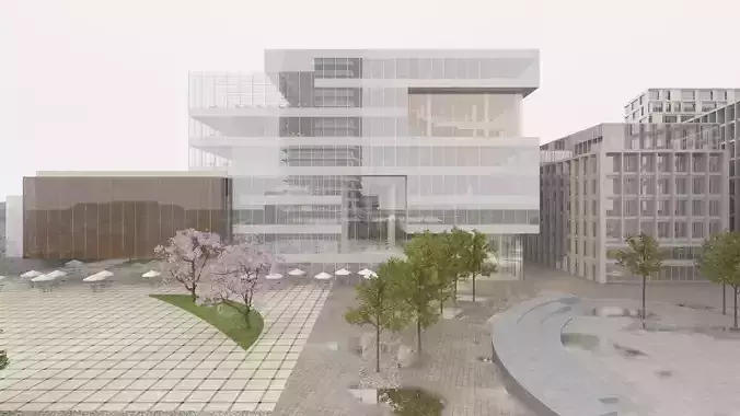 Business City Block with Simple Interior 3D model 6