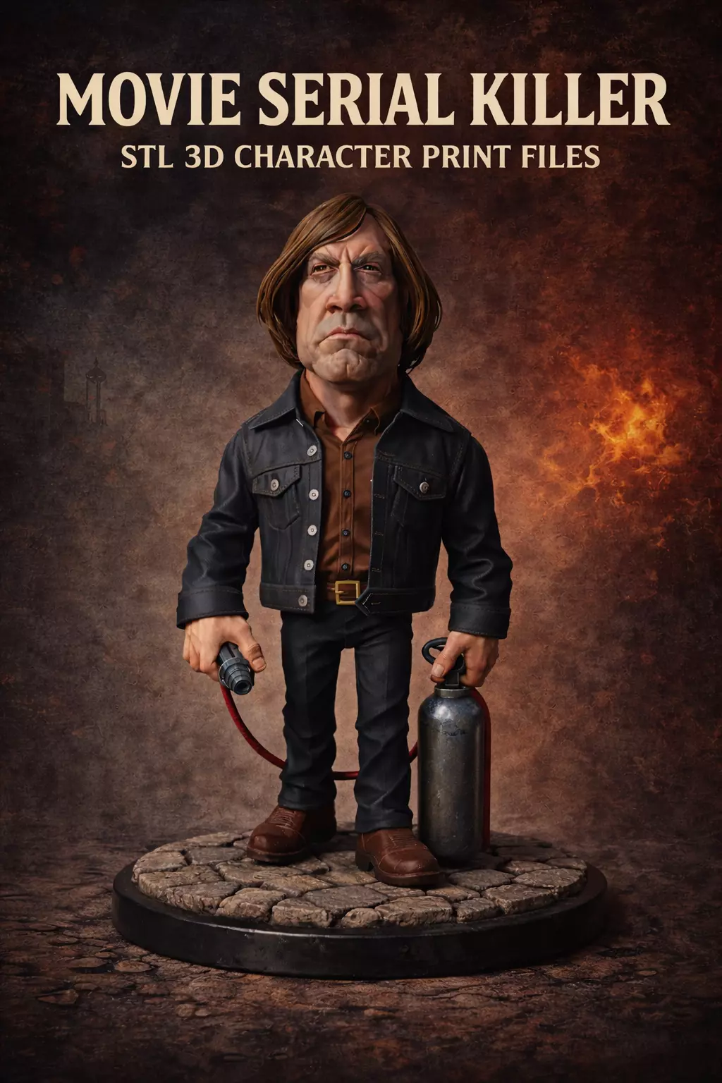 Anton Chigurh STL Movie Serial Killer 3D Print Figurine 3D print model