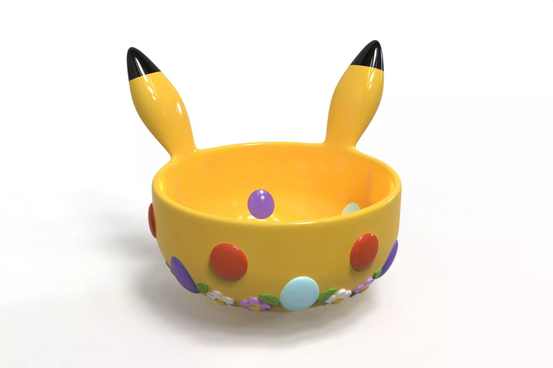 Pikachu Inspired Easter Bunny Candy Bowl Cute Pokemon Style 3D print model