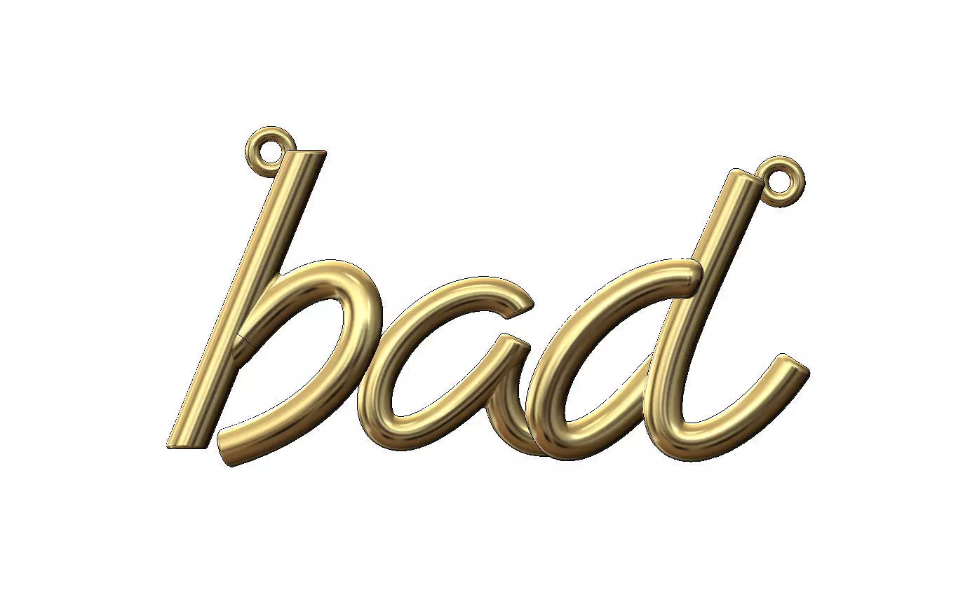Bad name 3d letters wire pendant and charm 3D print model