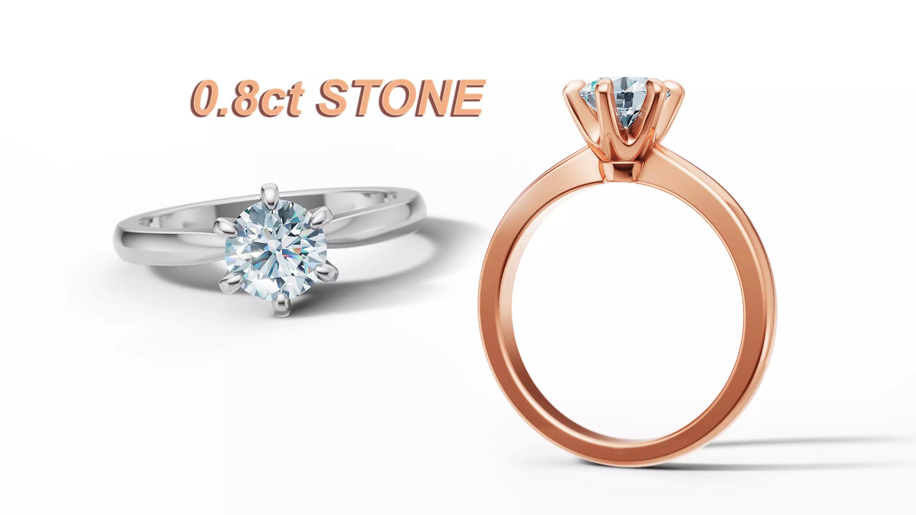 Crown Head Solitaire Engagement Promise Ring 6prong setting 3D print model