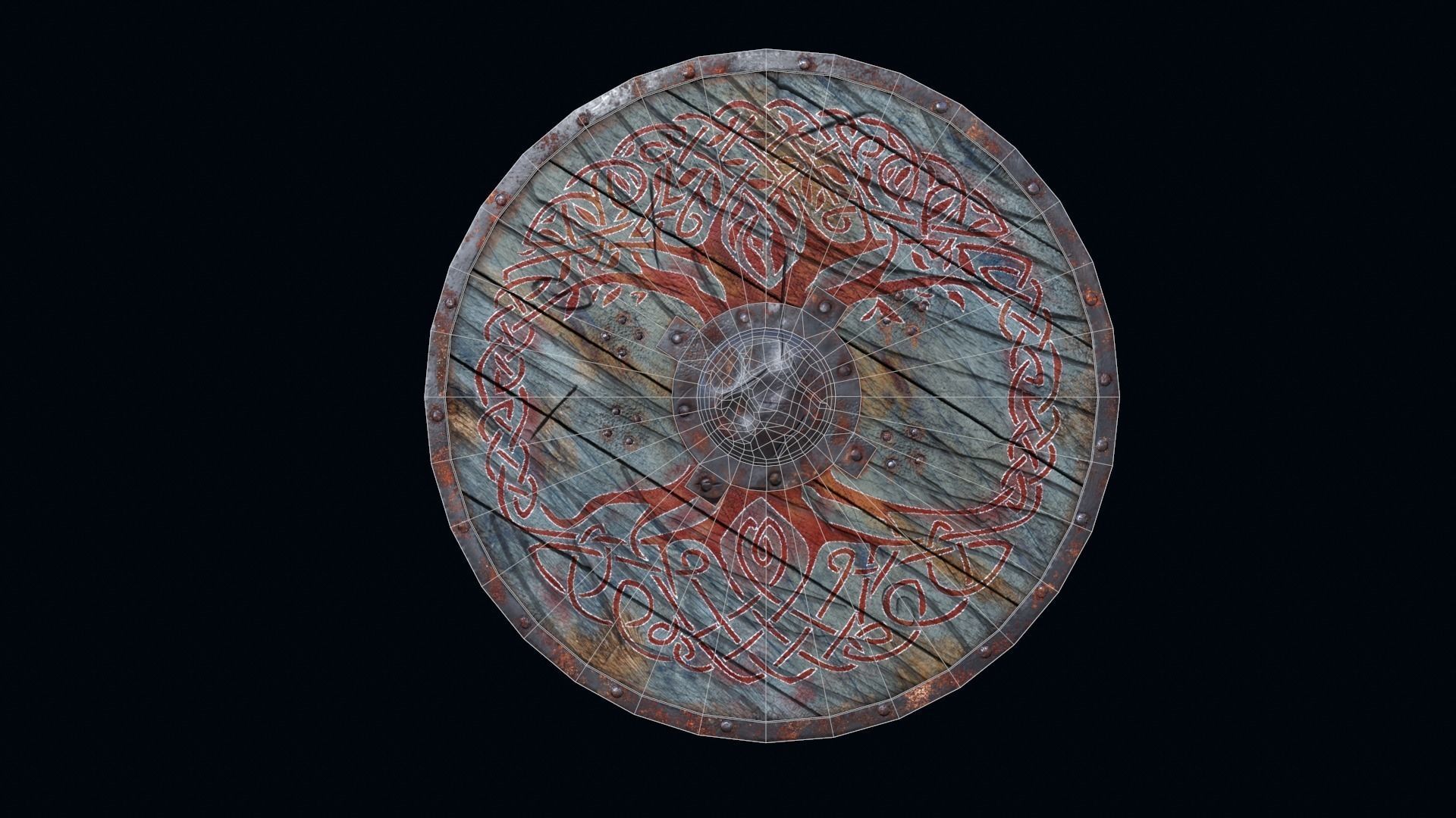 Viking shield Yggdrasil Low-poly 3D model_5