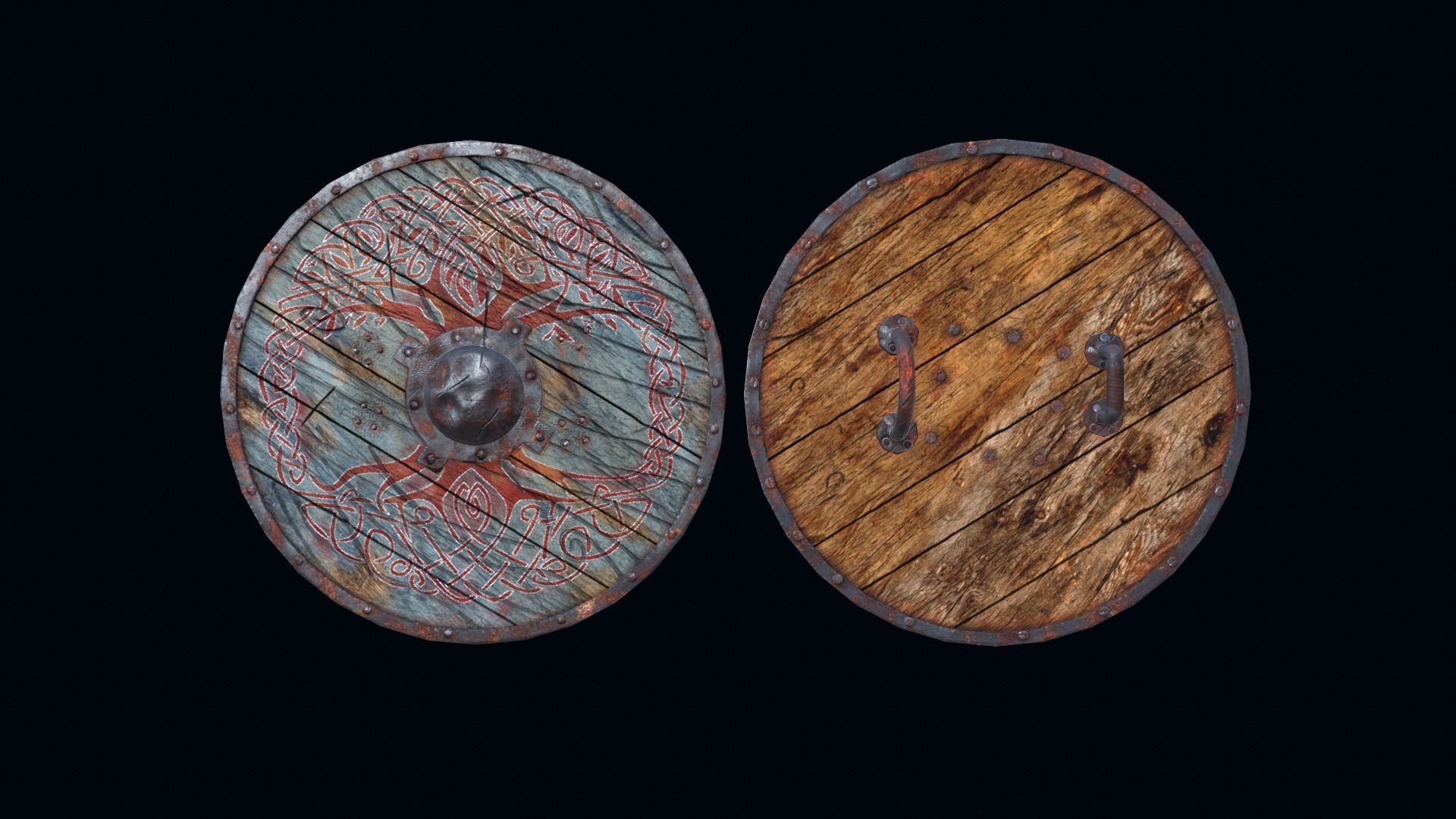 Viking shield Yggdrasil Low-poly 3D model_0