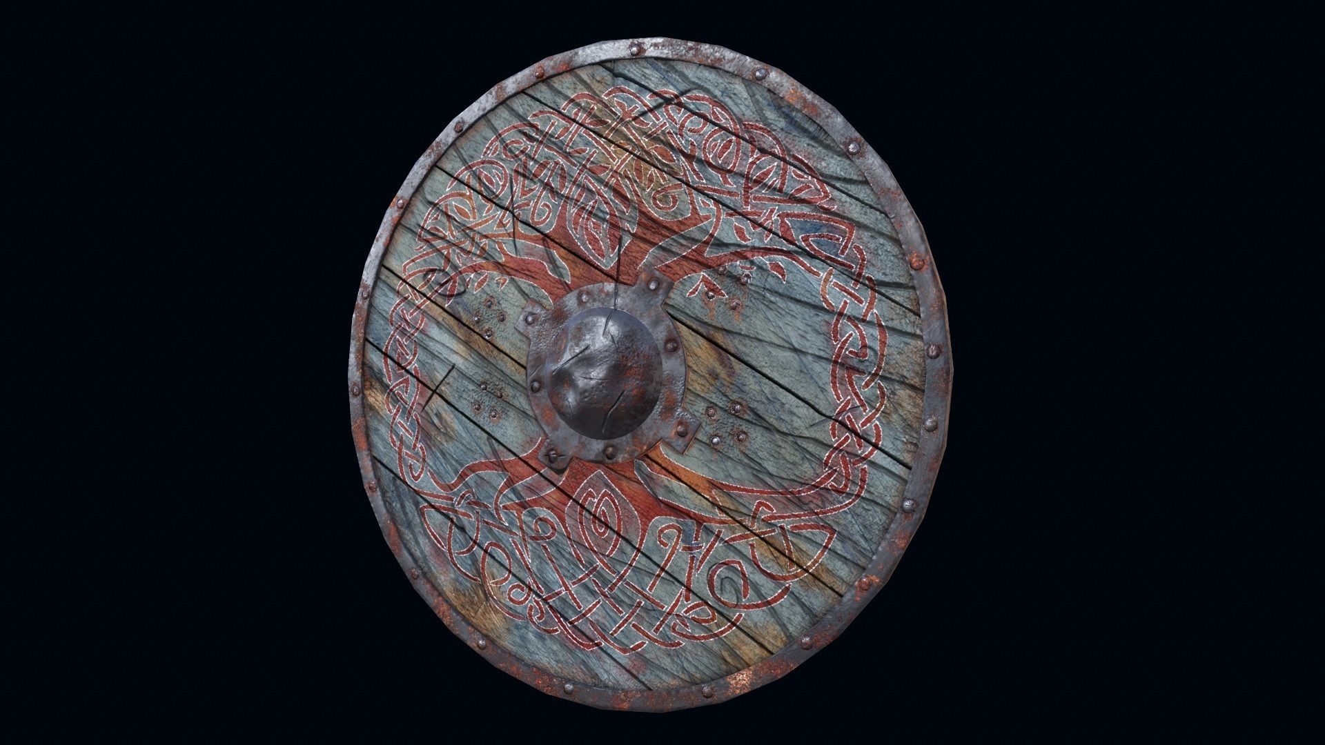 Viking shield Yggdrasil Low-poly 3D model_3