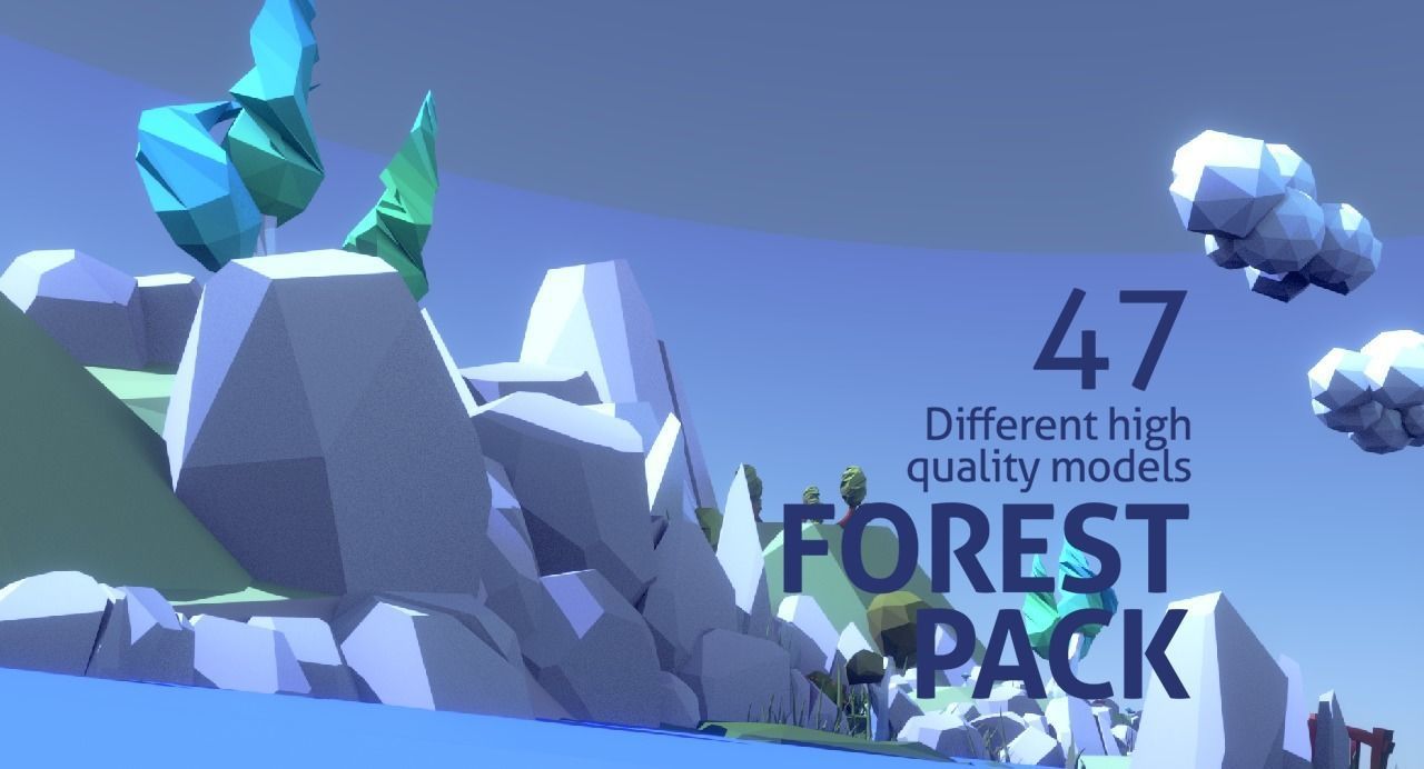Cartoon Low Poly Forest Pack Low-poly 3D model_3