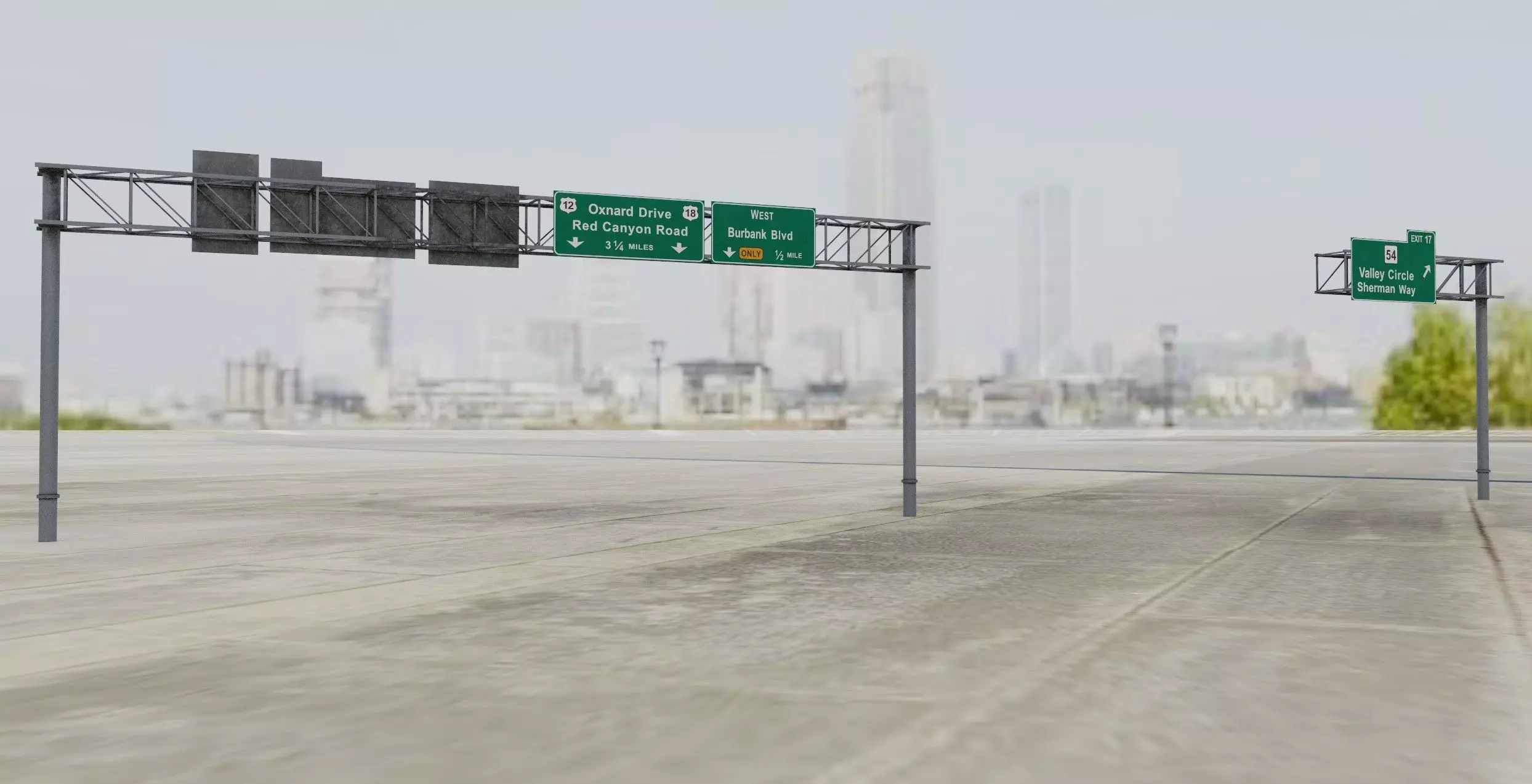 Two size FreeWay Highway OverHead Sign Structures Steel Bundle 3D model