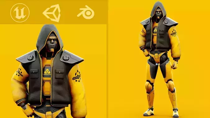  CYBORGTOPIA B-28  Rigged for Unreal Engine - Unity - MIXAMO