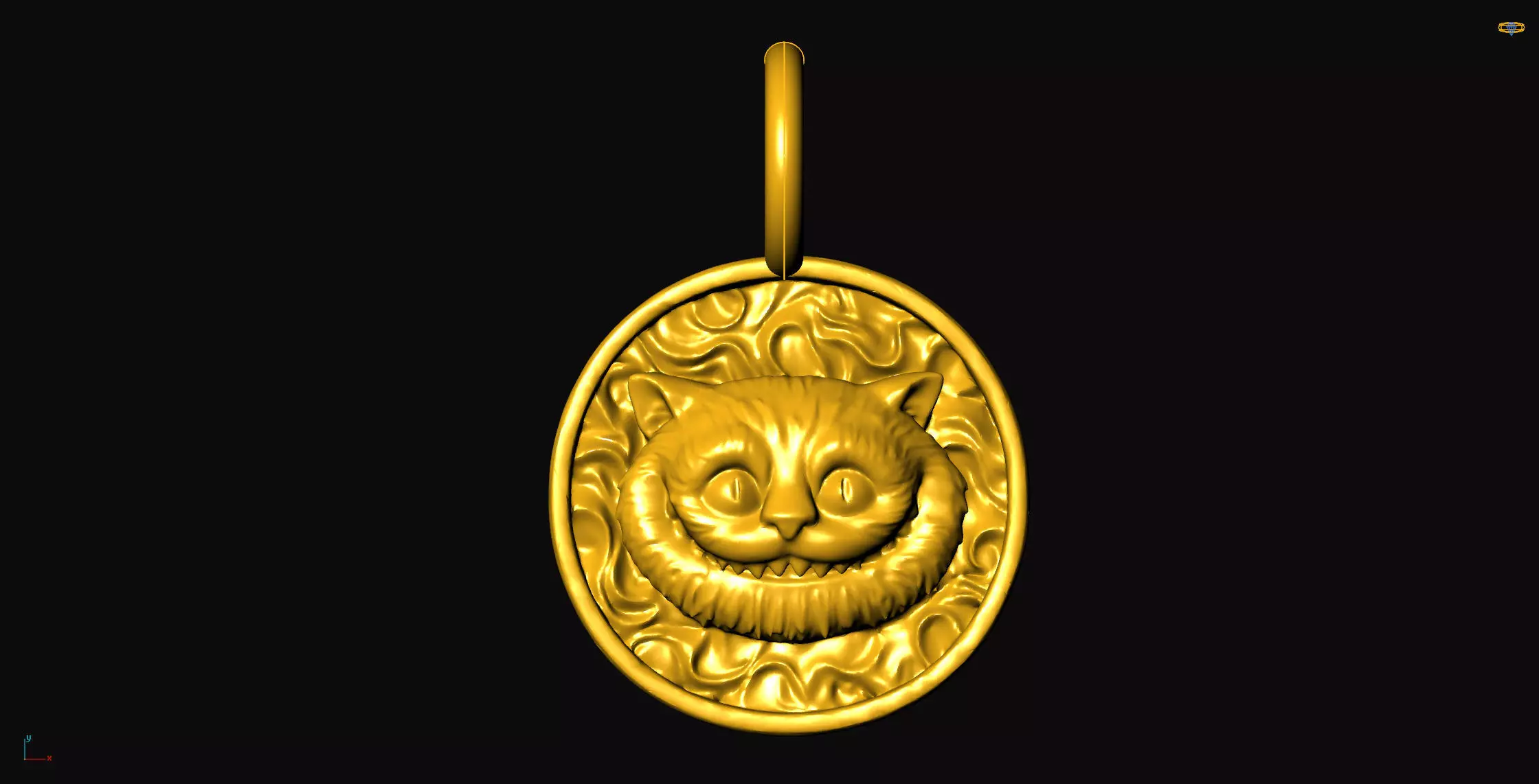Evil smily cat gothic pendant charms - one inch pendant 3D print model