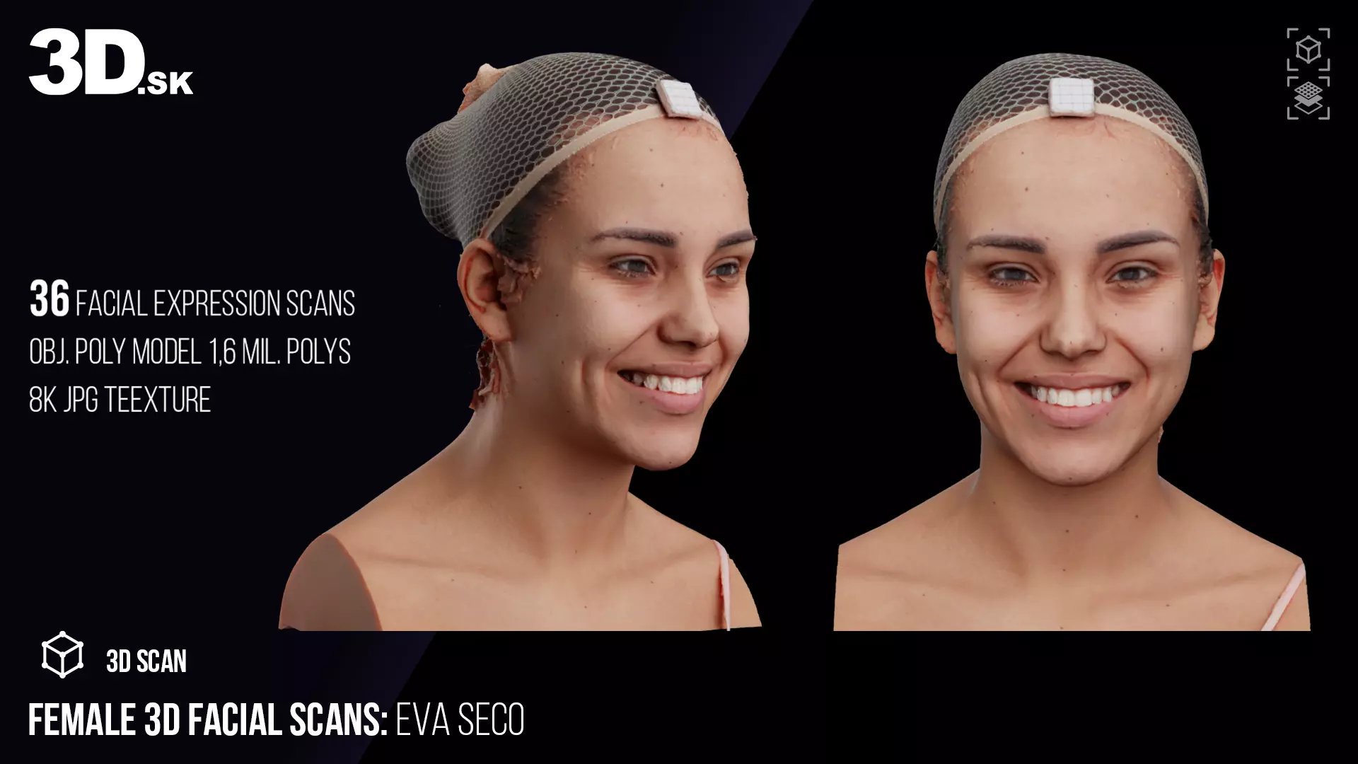 Female 3D 36 Facial Scans Eva Seco 3D model