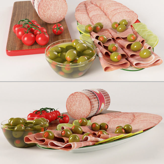 Assorted Sausages Set  3D model_1