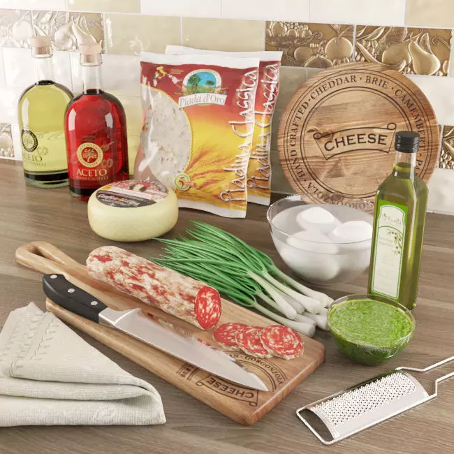 Still life Italian Cuisine 3D model_0