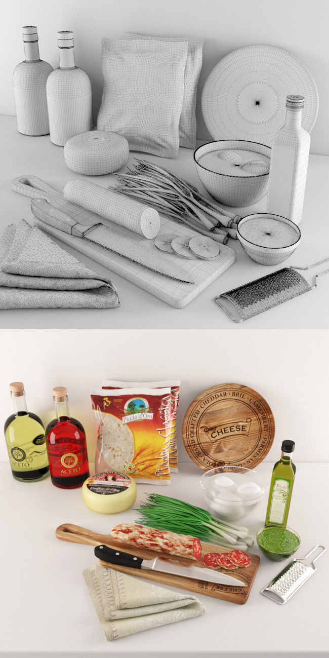 Still life Italian Cuisine 3D model_2
