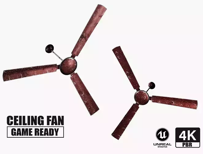 Ironspin 3B Ceiling Fan - 6 Texture Variants Game Ready