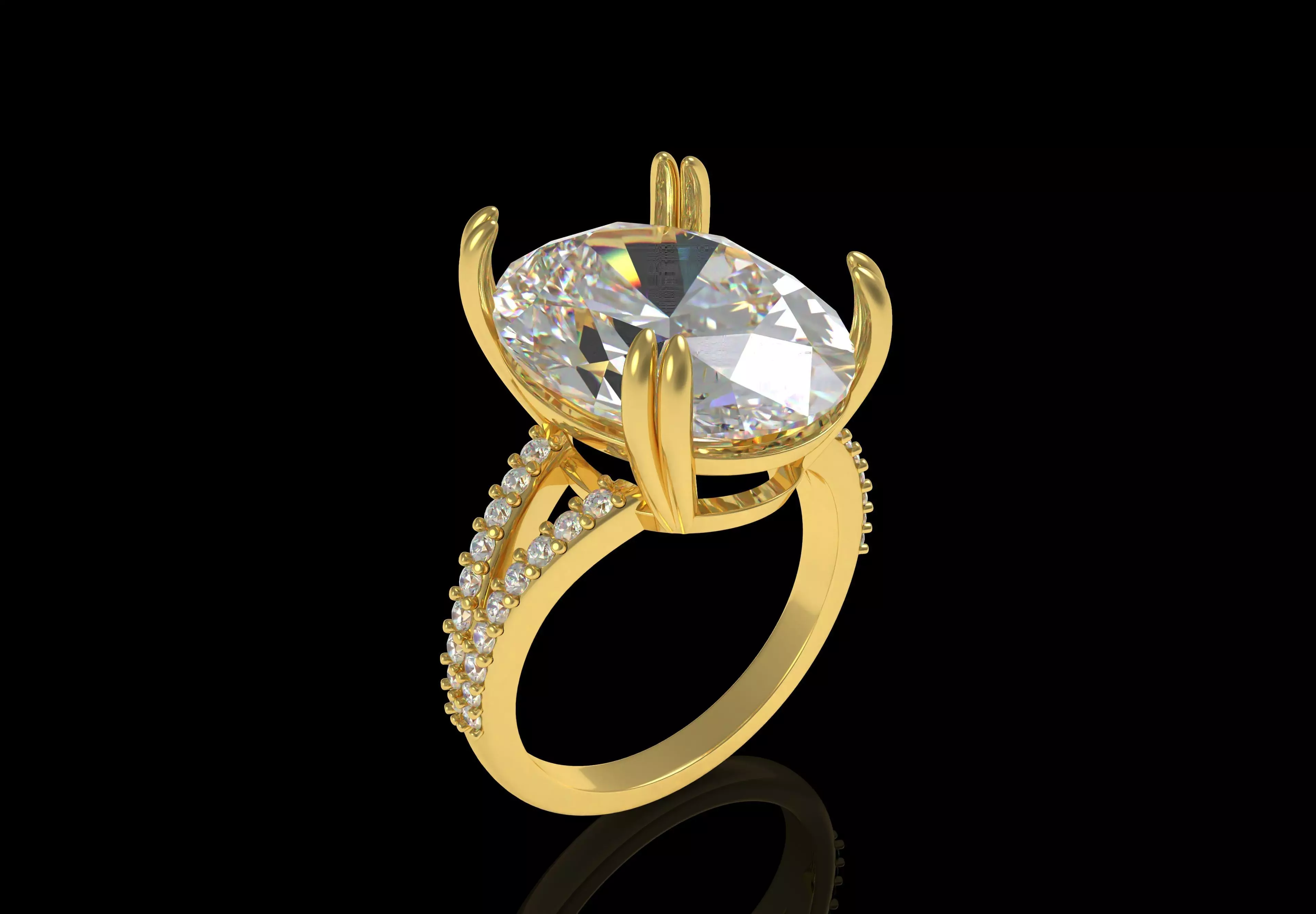 Oval Diamond Engagement Ring 3D print model