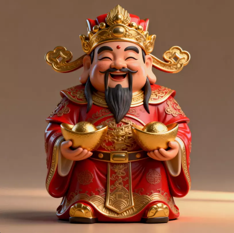 Statue ornament Five Fortunes God of Wealth 4 3D model