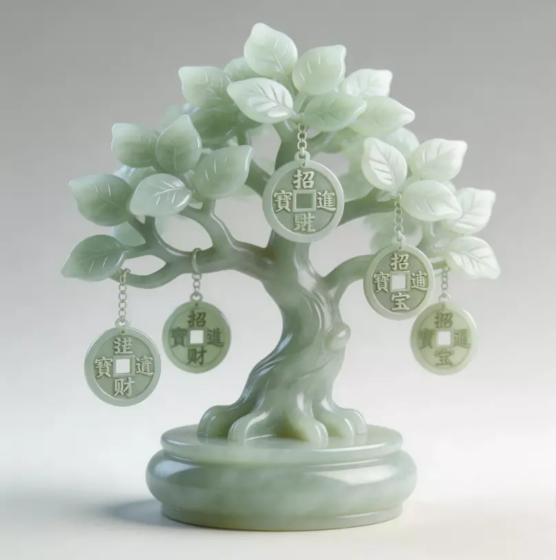 Jade carving money tree for wealth 2 3D model