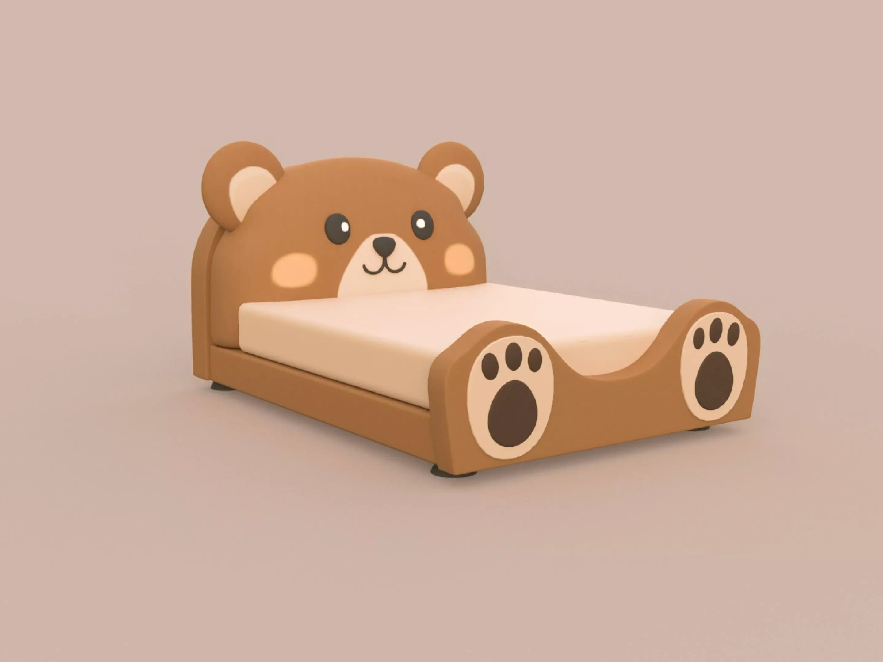 Cartoon Bear Bed 3D Model for Kids Room Low-poly 3D model