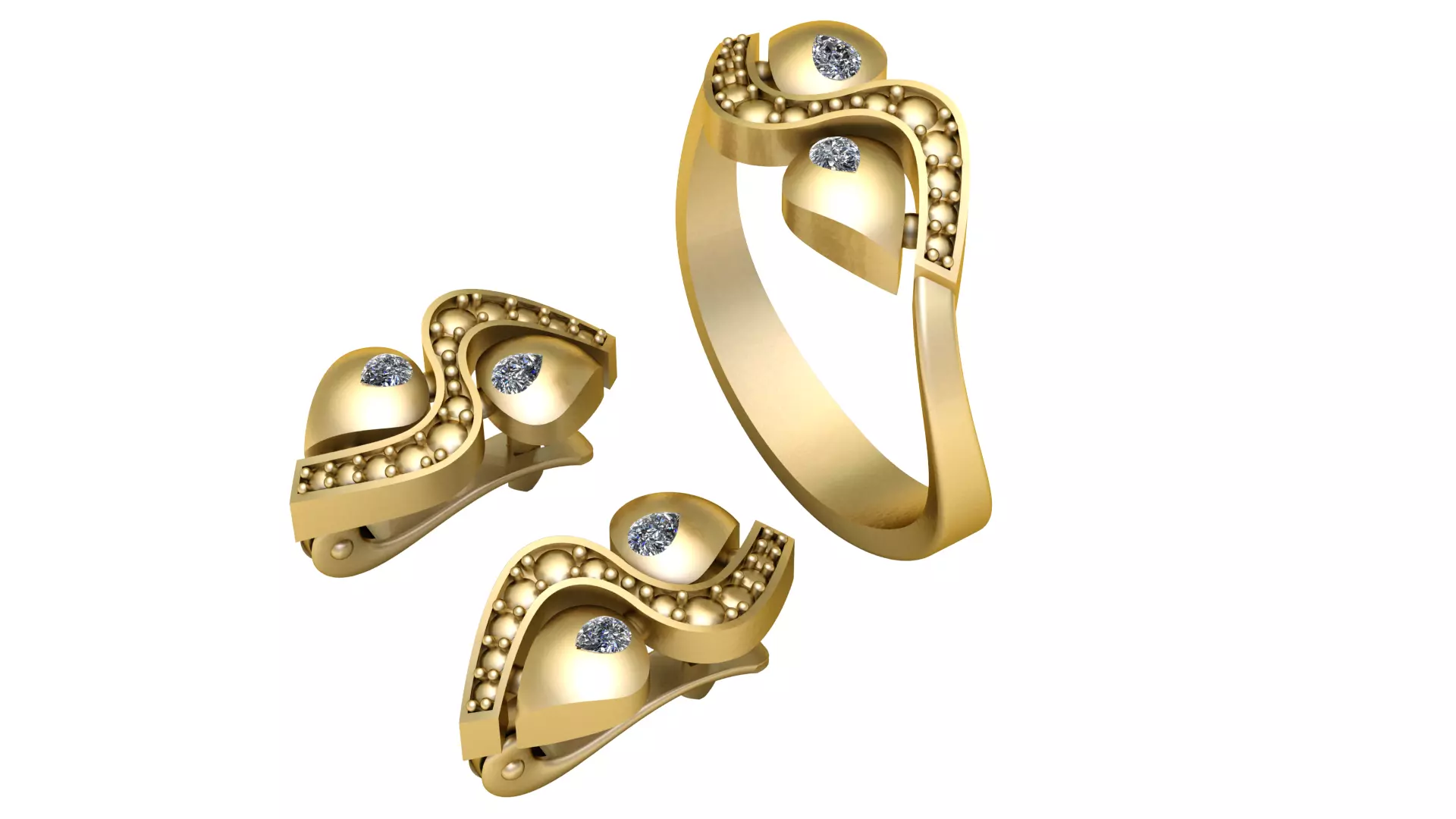 Diamond Accented Ring and Clip 3D print model