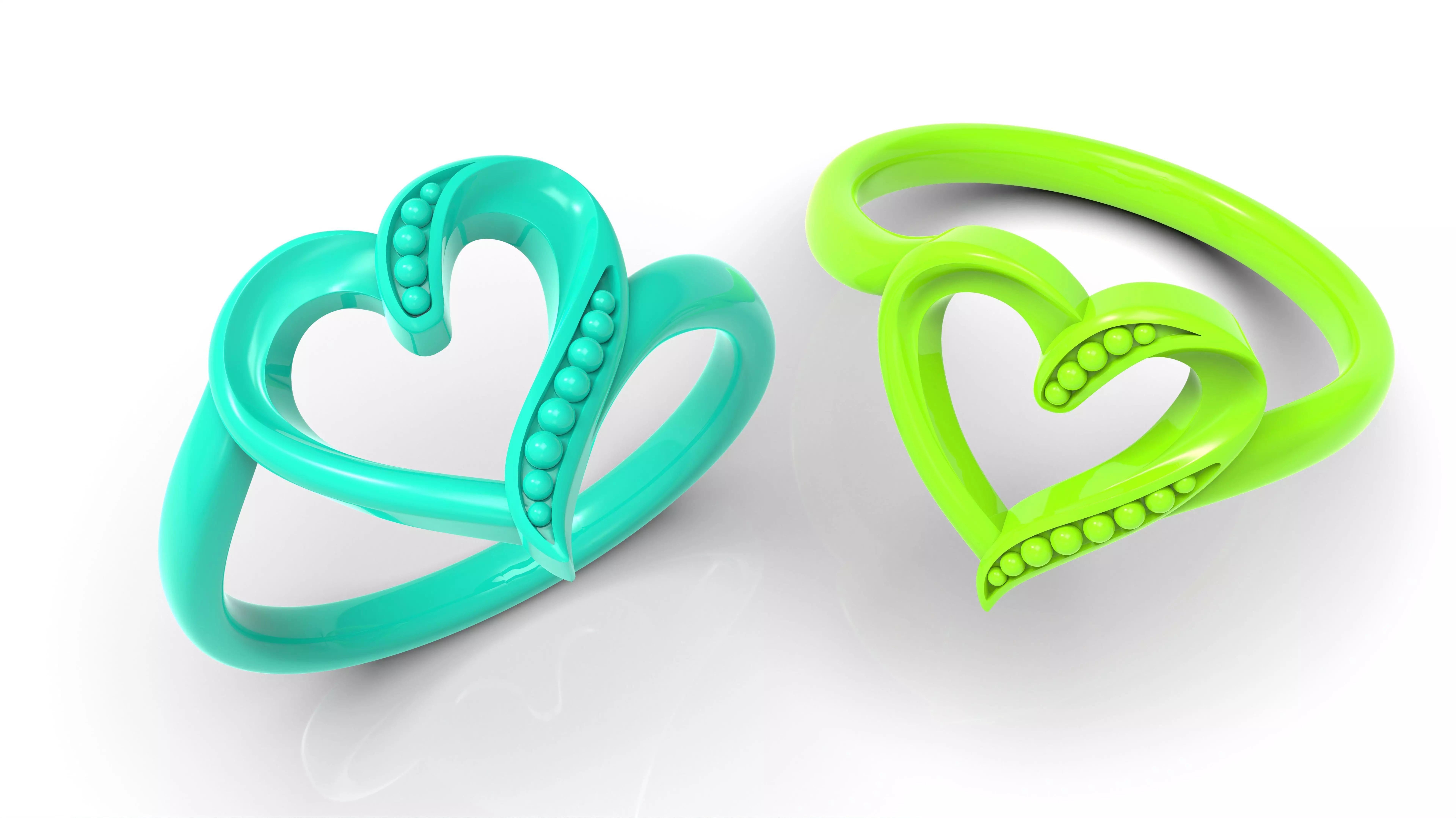 HEART LOVE RINGS US 3 TO 13 SIZES PRINT READY 3D MODELS 3D print model