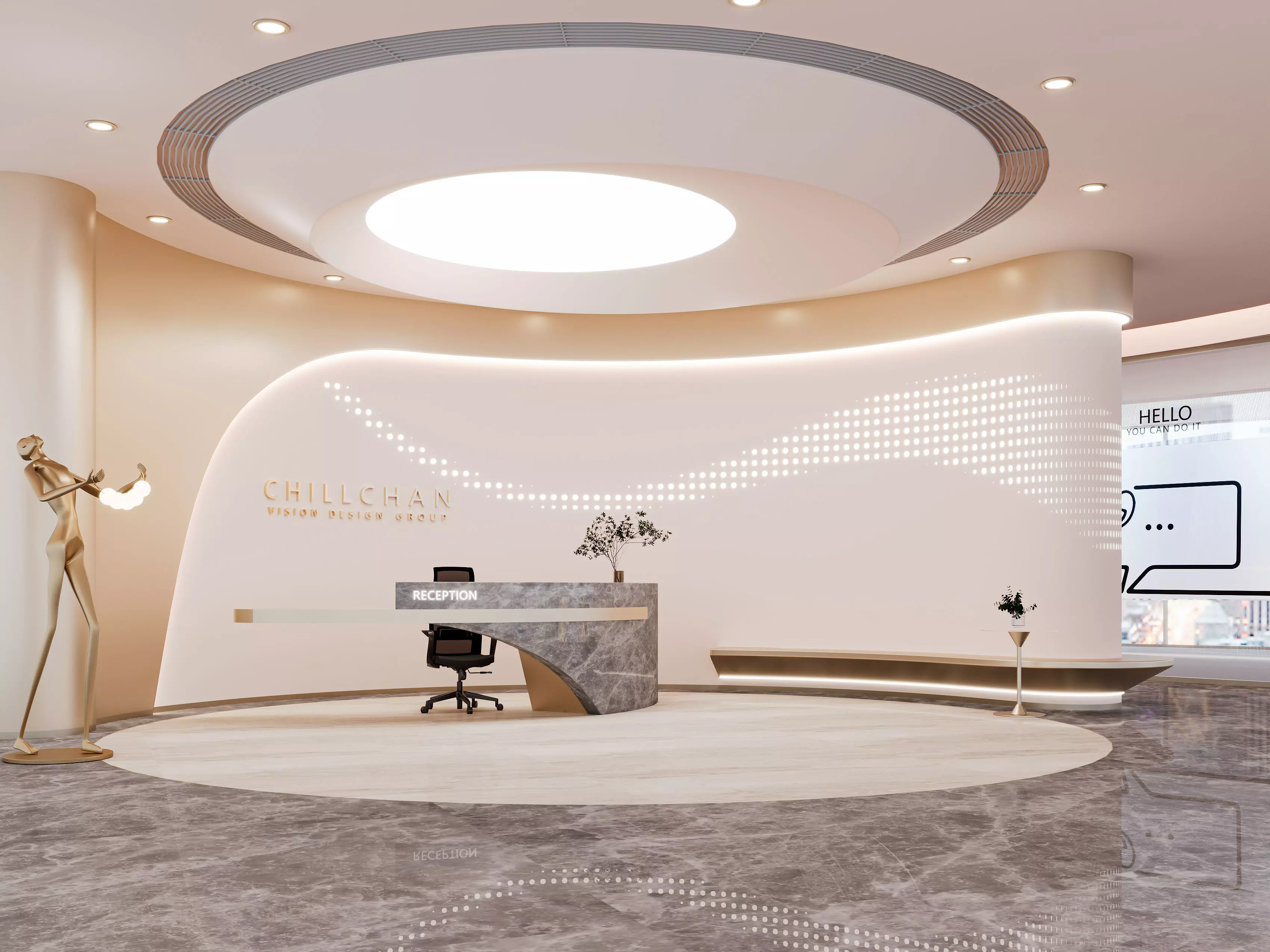 Modern office reception area 3D Model 3D model