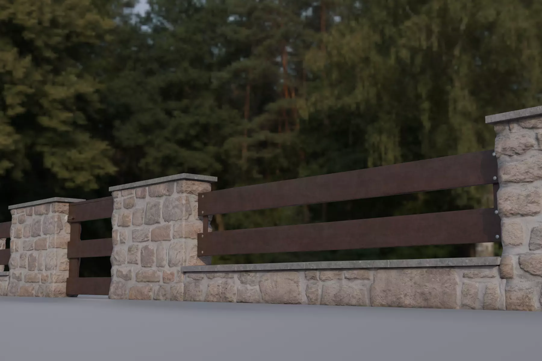 European Stone Fence Low-poly 3D model