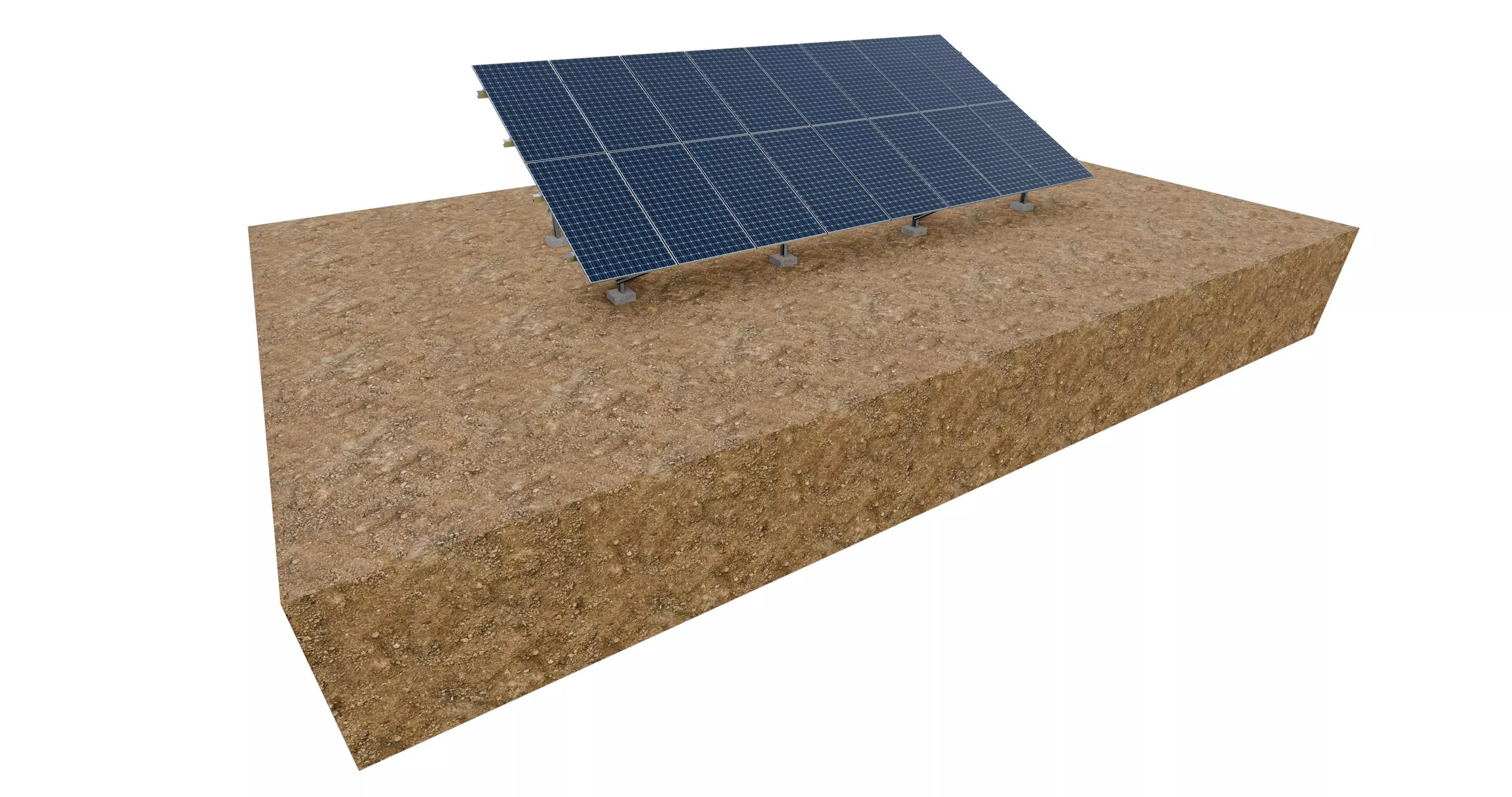 Lowpoly Ground Mounted Solar Panels-8 Rows of PV Modules Low-poly 3D model