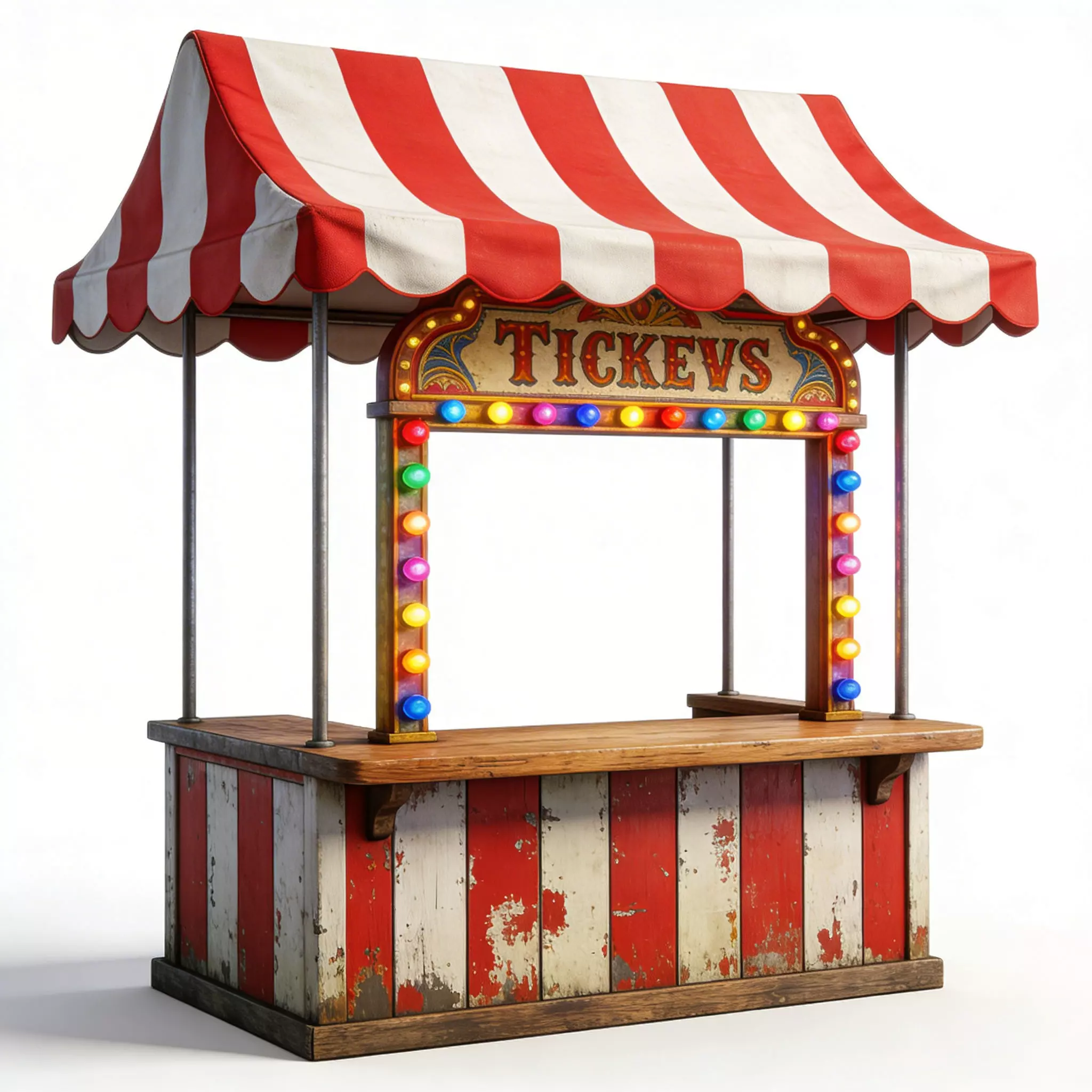 Vintage Striped Circus Ticket Booth 3D Model Low-poly 3D model