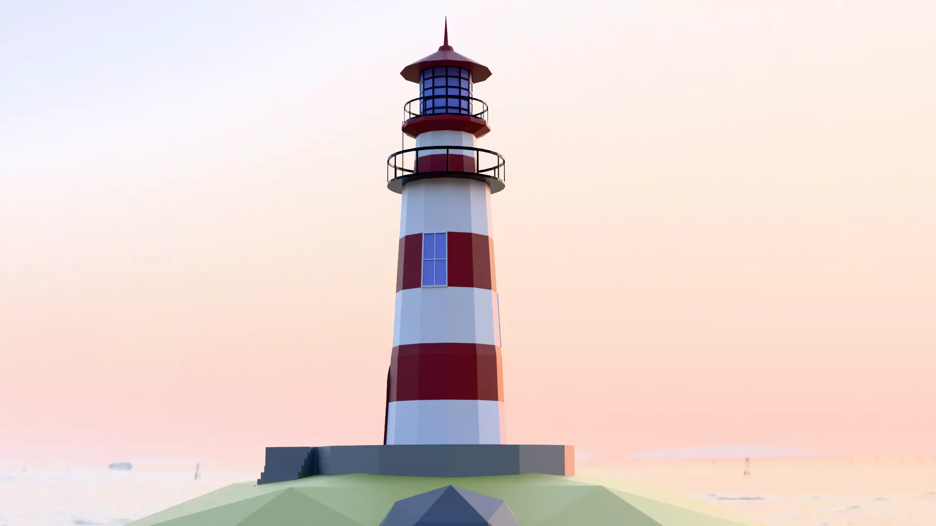 Lowpoly Lighthouse Game ready Free low-poly 3D model