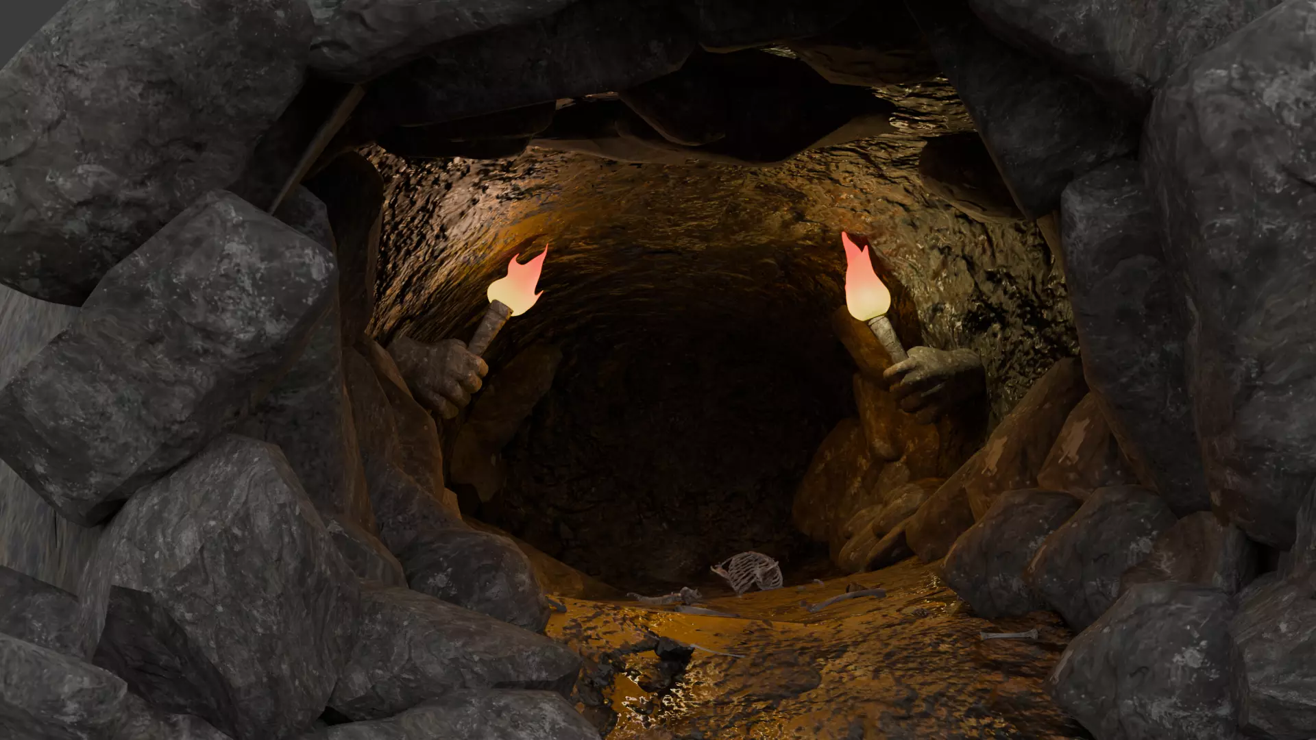 Ancient Cave CGI Low-poly 3D model