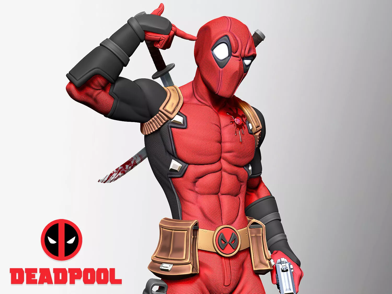 Skinny Deadpool Bust 3D print model
