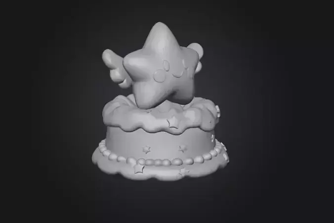 Cake with a Smiley Winged Star 3D model 5
