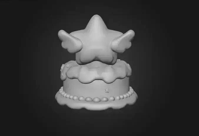 Cake with a Smiley Winged Star 3D model 7
