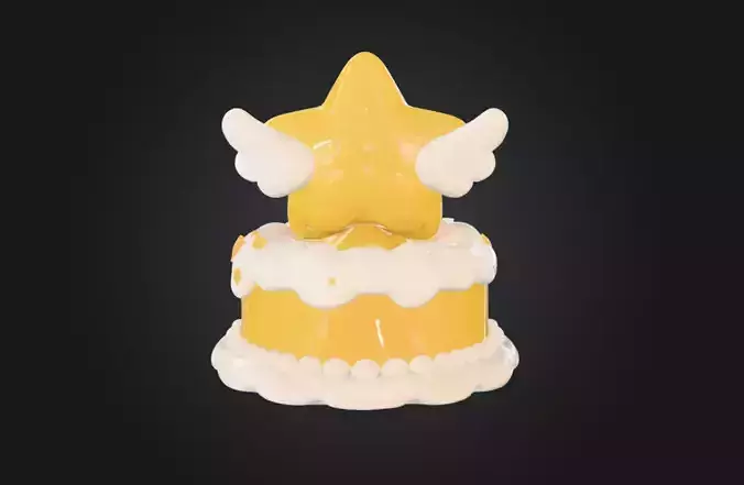 Cake with a Smiley Winged Star 3D model 6