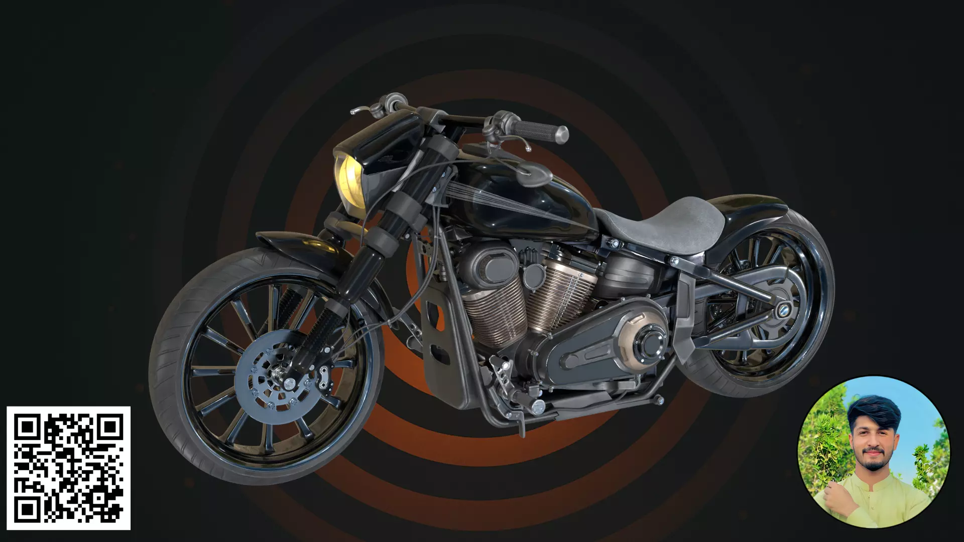 Classic Custom Bobber Cruiser Motorcycle 3D model