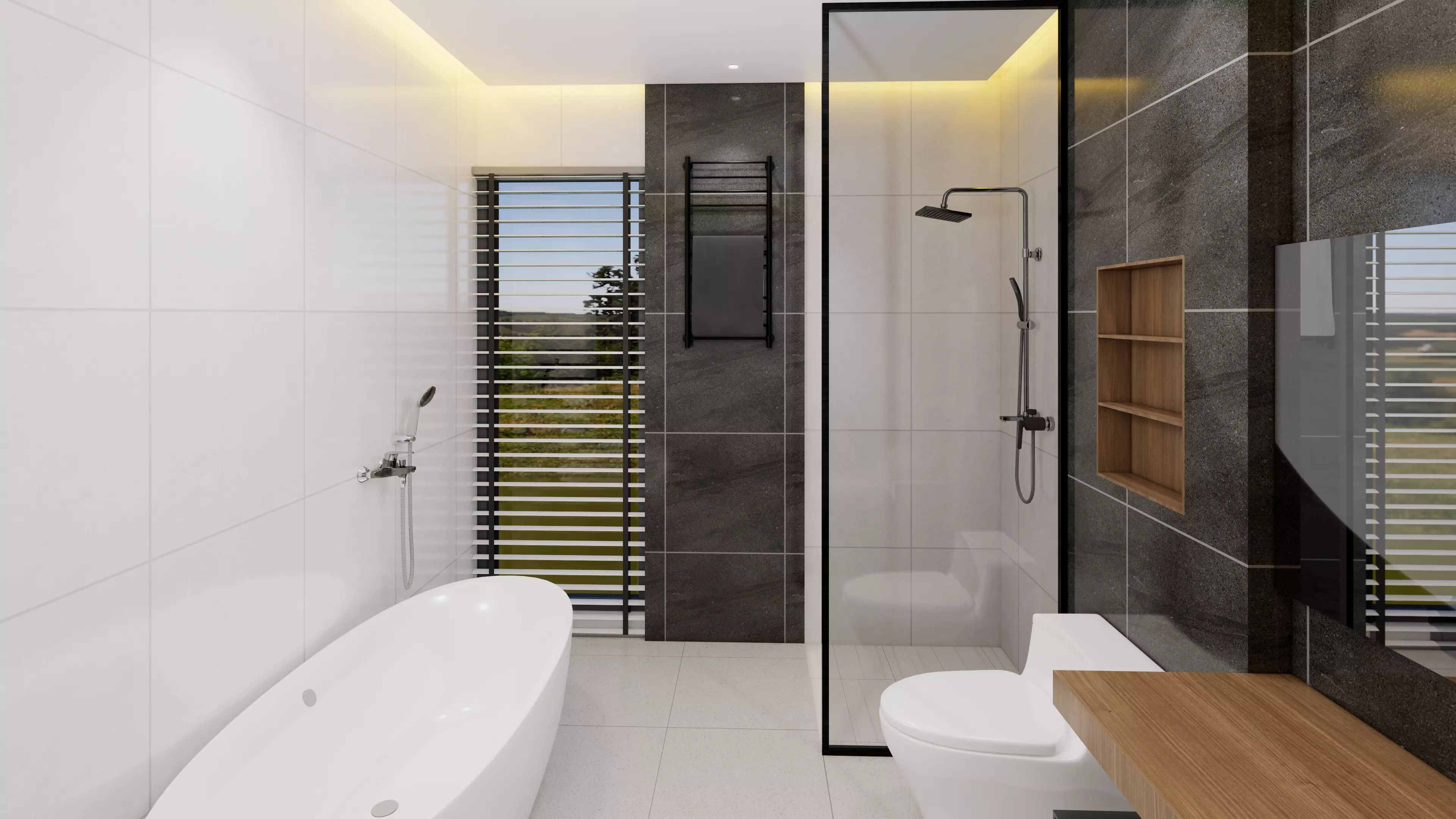 Modern Minimalist Bathroom Interior Scene Low-poly 3D model