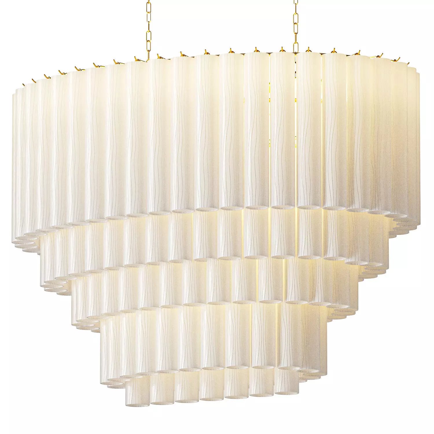 Large Chandelier Murano Glass 120 White Cylinders 70s 3D model