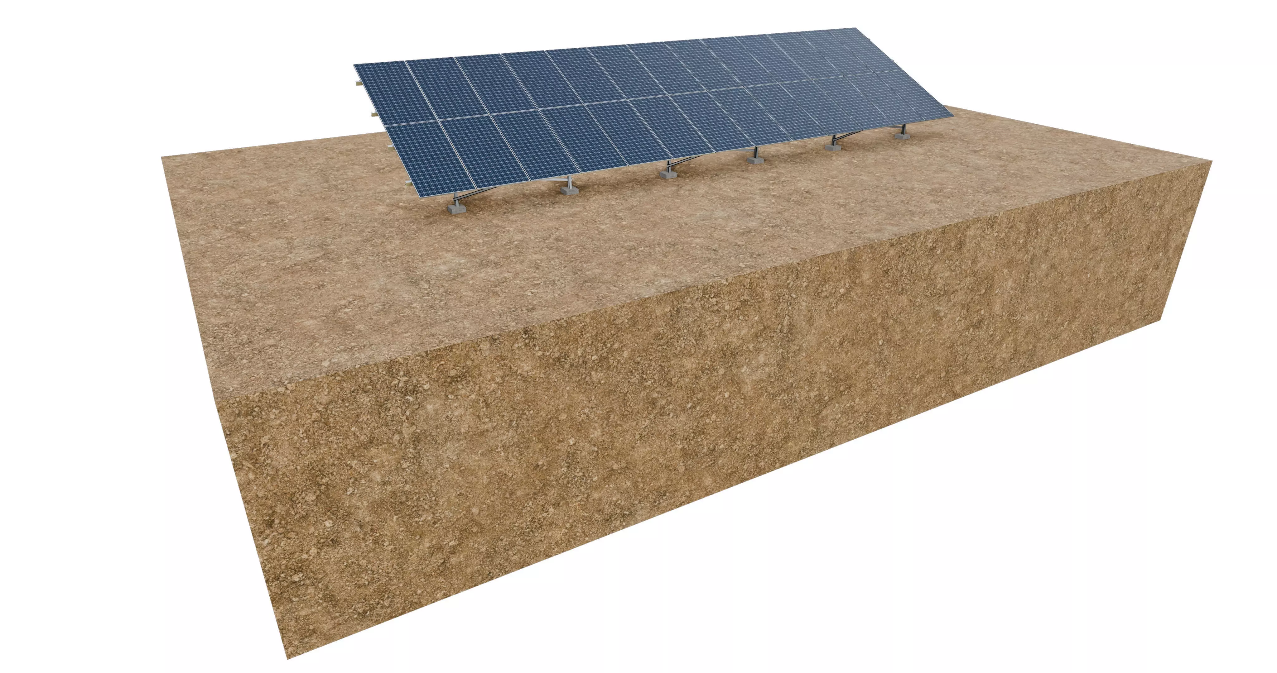 Lowpoly Ground Mounted Solar Panels-13 Rows of PV Modules Low-poly 3D model