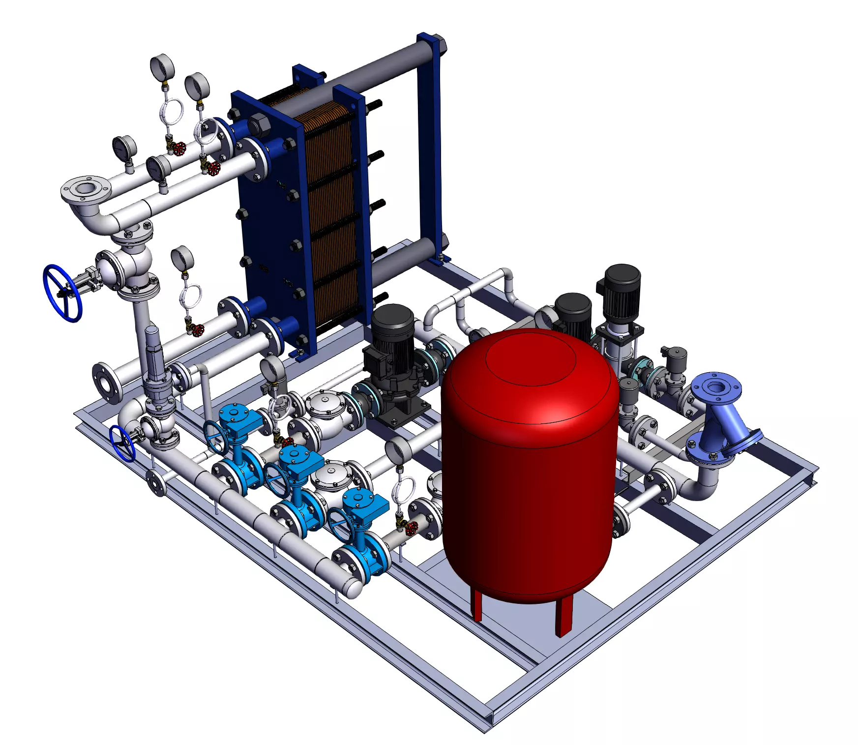 Plate heat exchanger unit 3D model