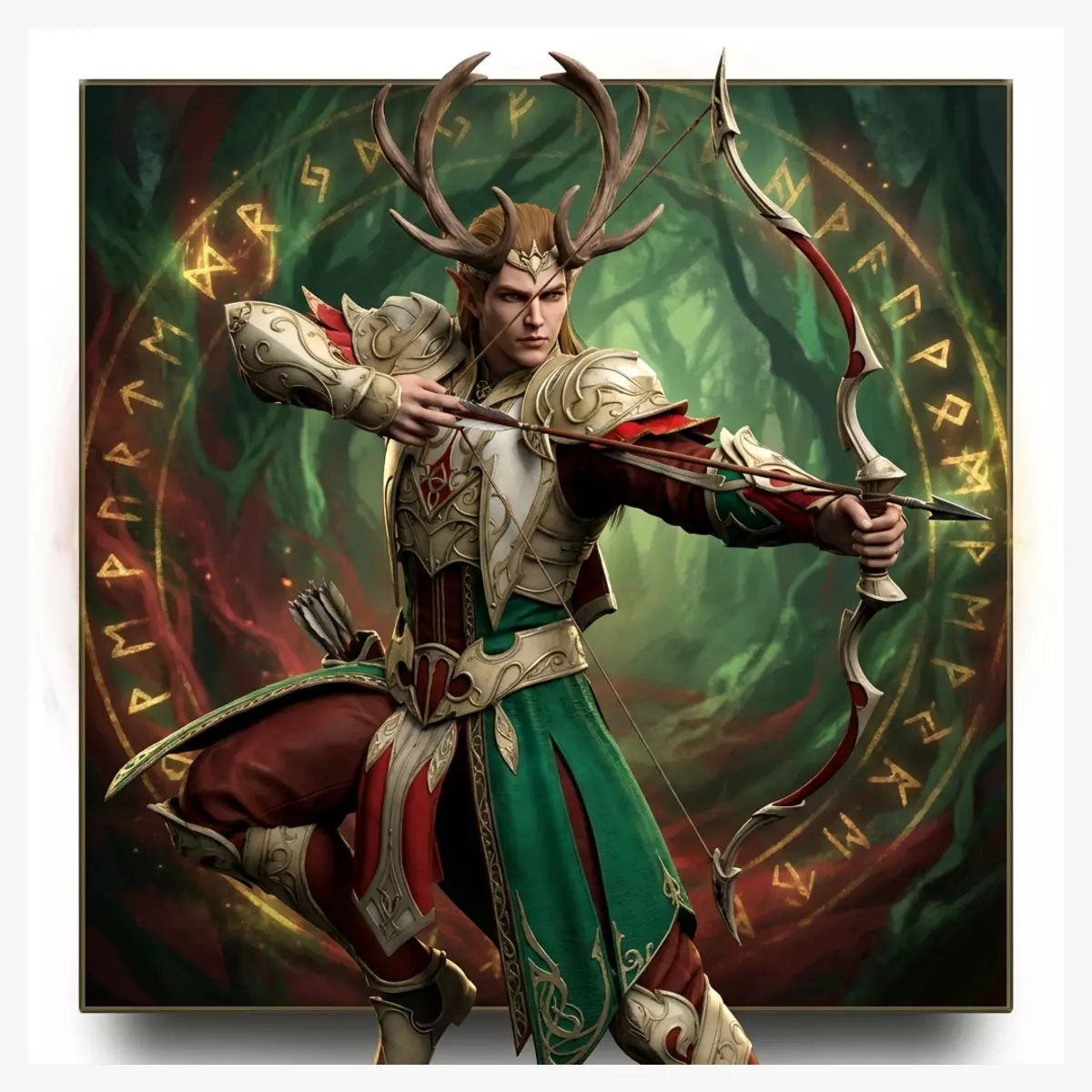 Sylvaris The Antlered Sentinel Elven High-Archer Hero Low-poly 3D model